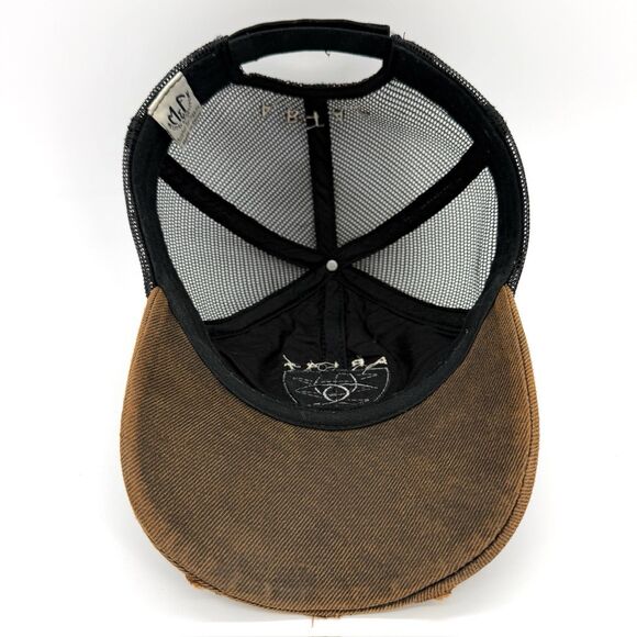 Ariat Distressed Trucker Hat Brown Black Mesh Western Rodeo Workwear Cap - Picture 7 of 8